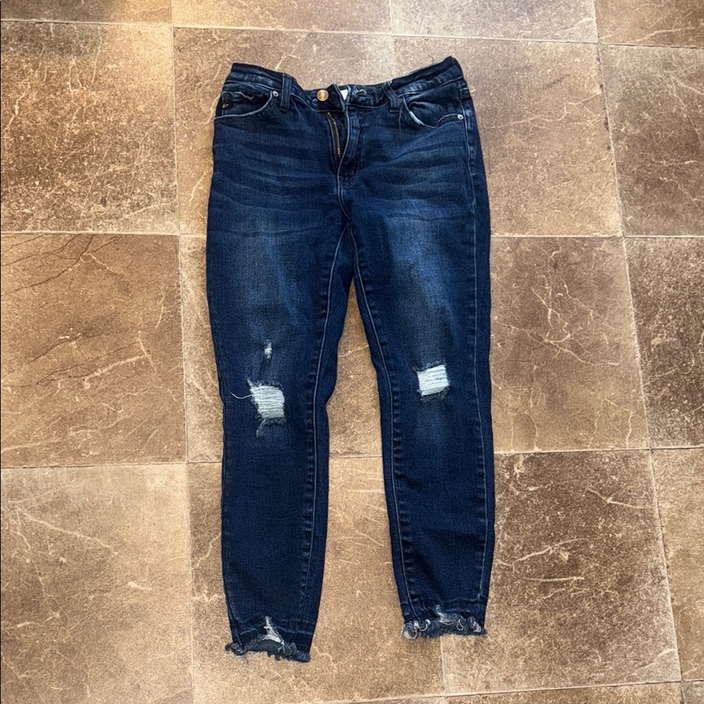 Dark Blue Distressed Women's Jeans